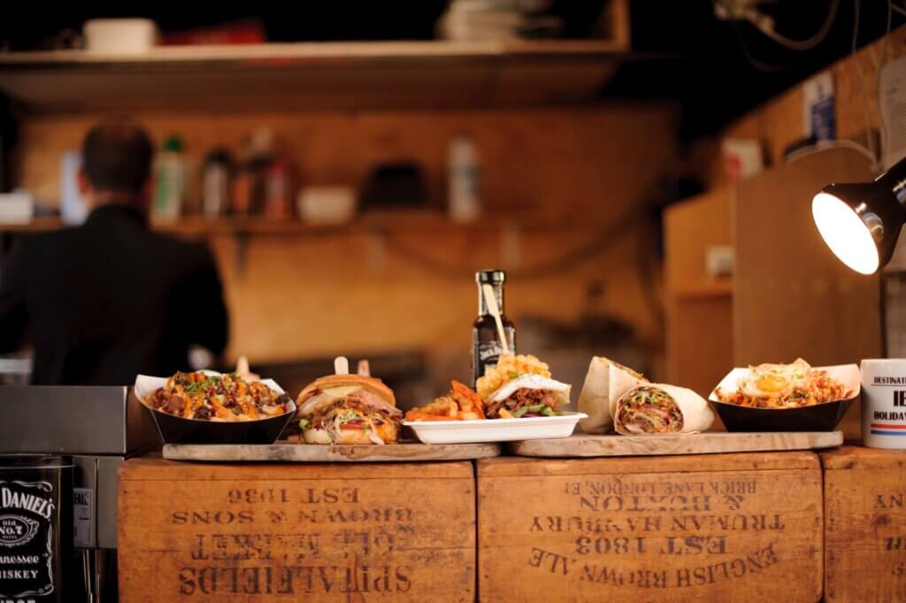 Food being served from a hatch.